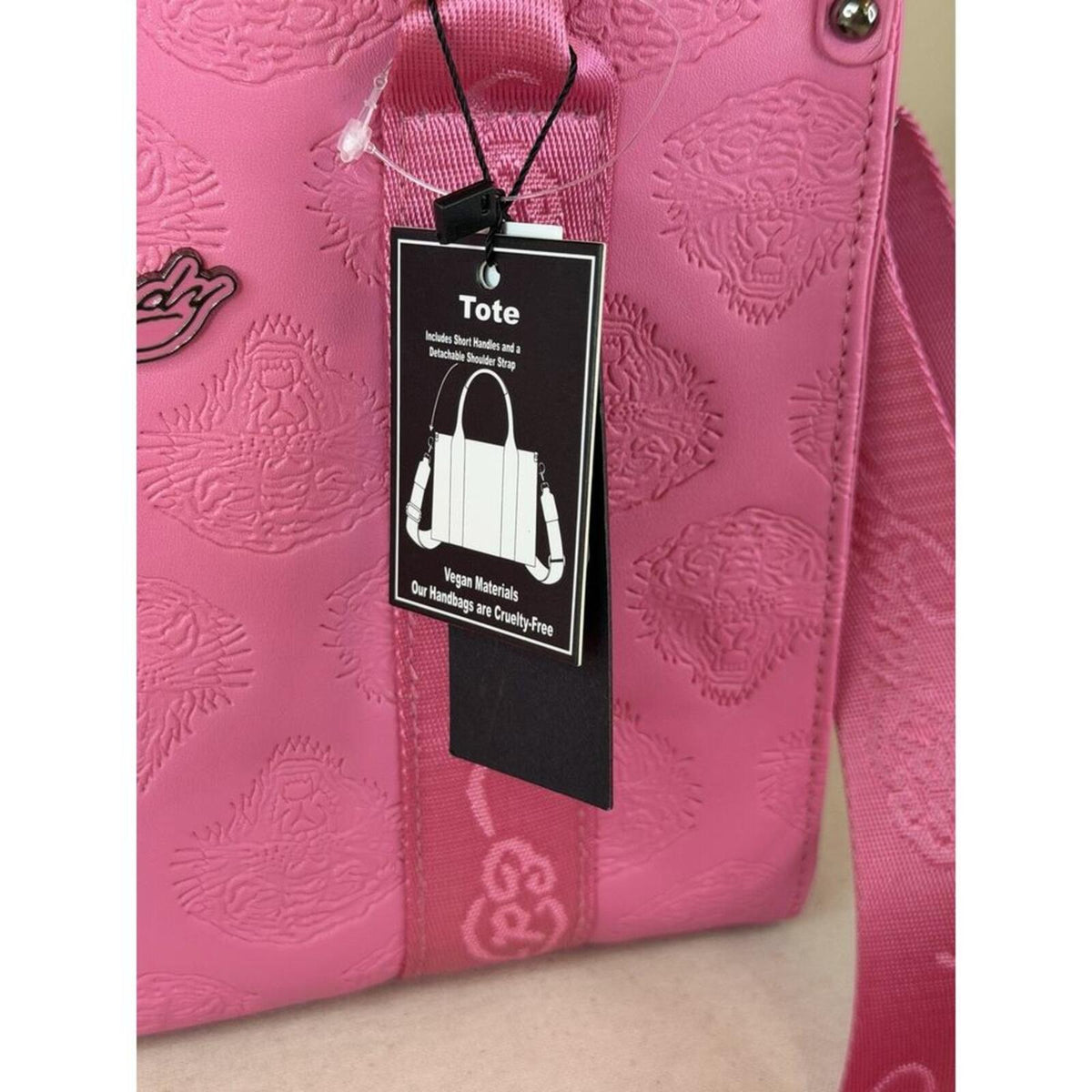 NWT Ed Hardy Pink Tiger Bag Embossed Tote Crossbody Satchel Purse Glam