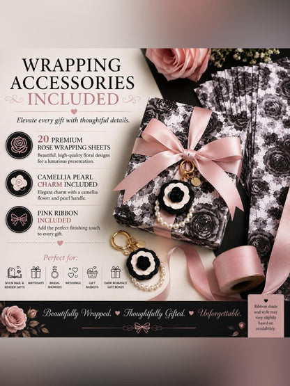 Dark Romance Gift Wrap Bundle 20 Rose Sheets Purse Charm Keychain