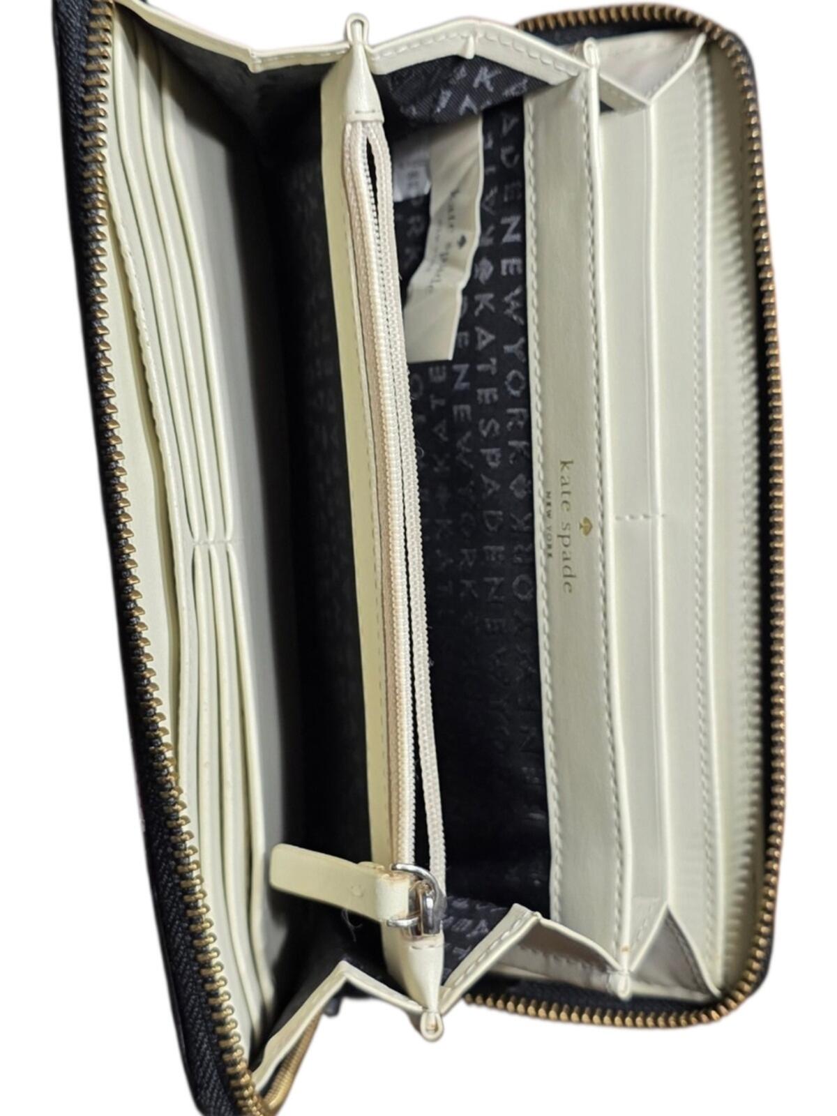 Kate Spade Grant Street Neda Floral Zip Around Continental Wallet Black White