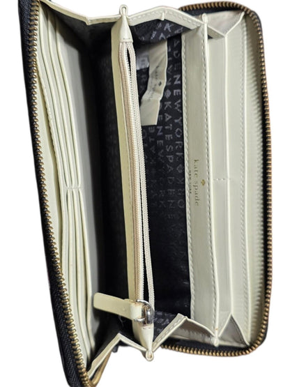 Kate Spade Grant Street Neda Floral Zip Around Continental Wallet Black White