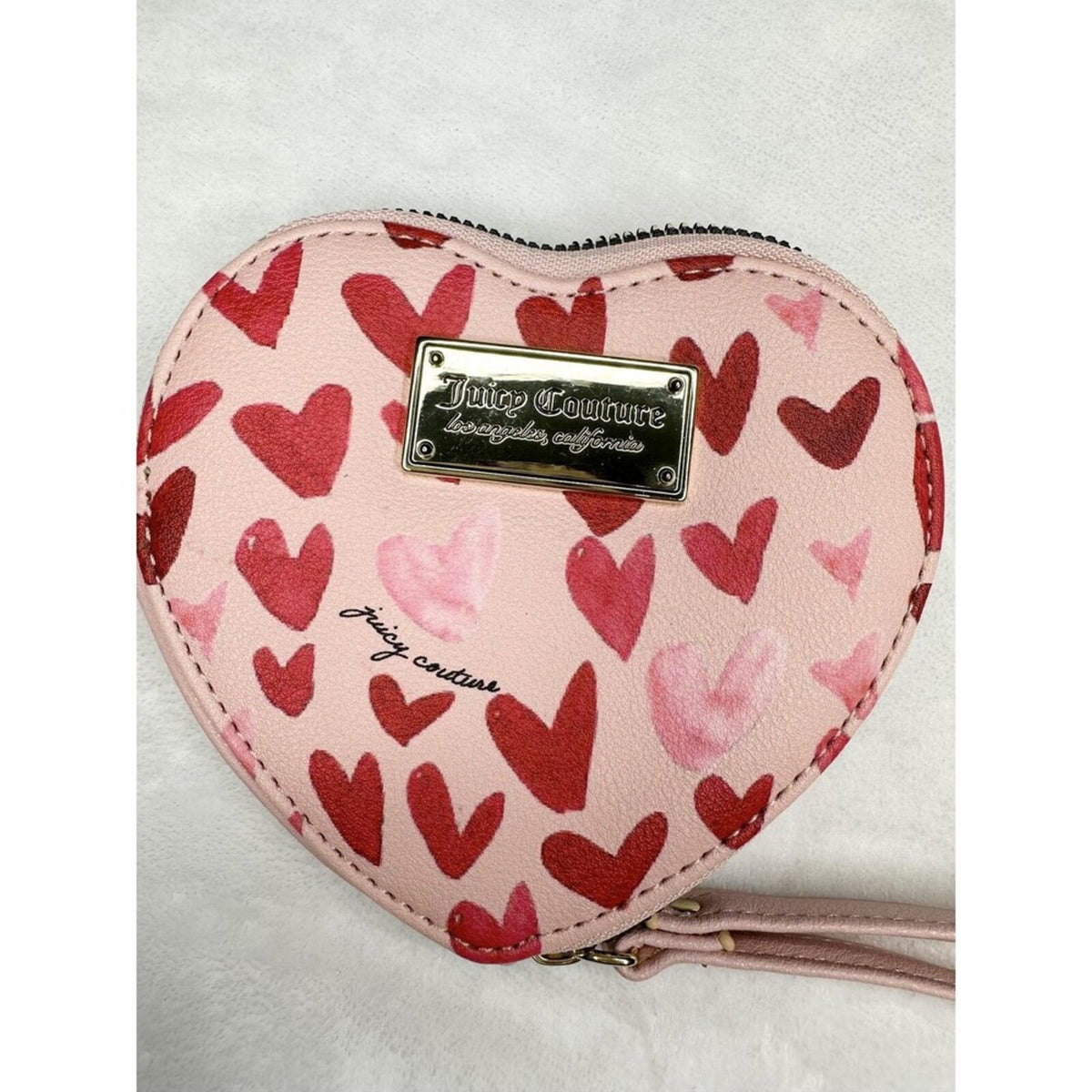 Juicy Couture Pink Heart-Shaped Wristlet Zip Wallet