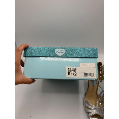 Blue by Betsey Johnson SB-Tee Silver Glitter Strappy Heels Size 9.5