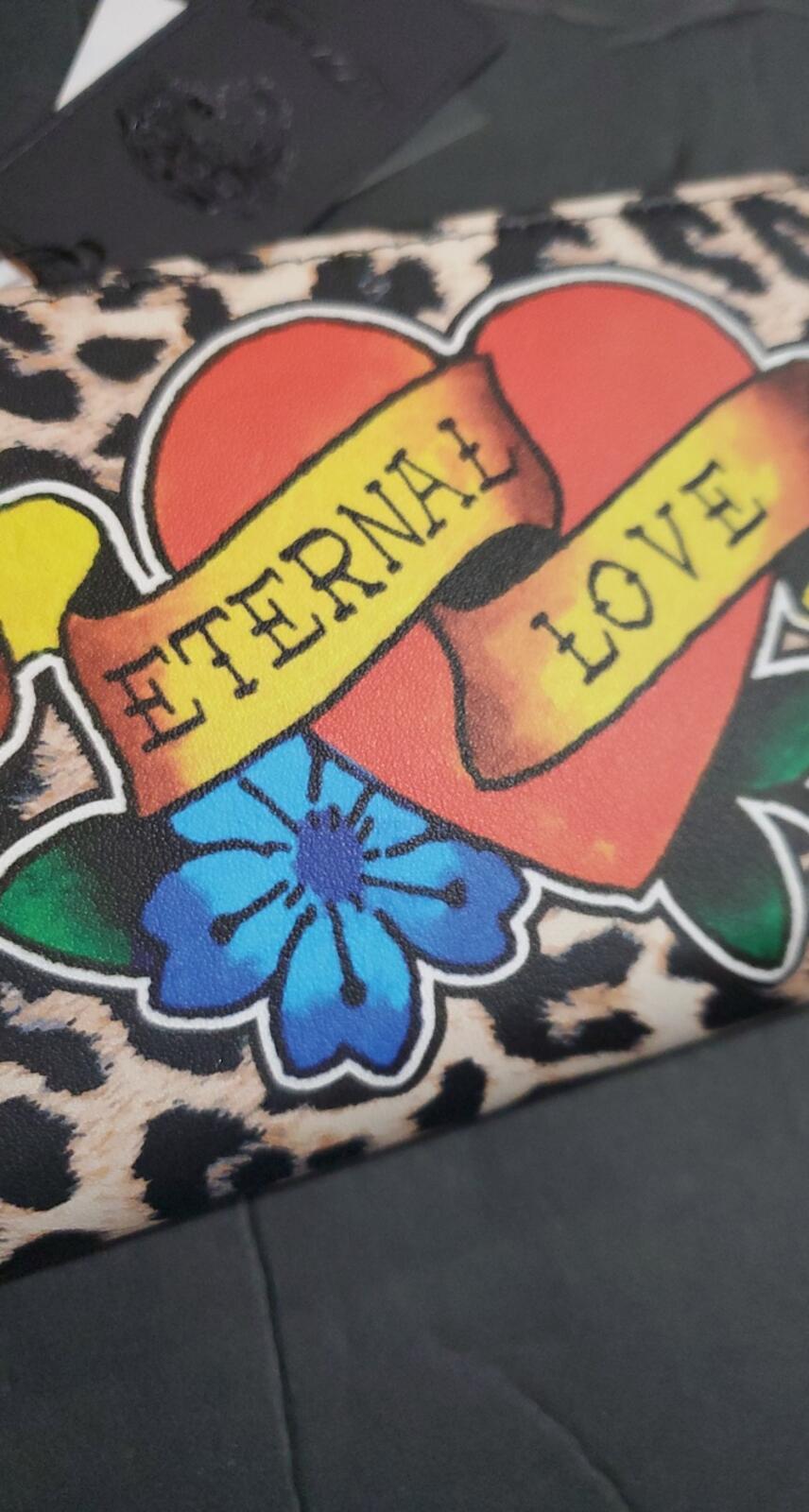 Ed Hardy Eternal Love Animal Print Zip Around Wallet NWT