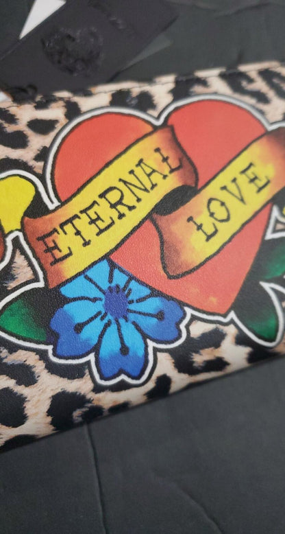 Ed Hardy Eternal Love Animal Print Zip Around Wallet NWT