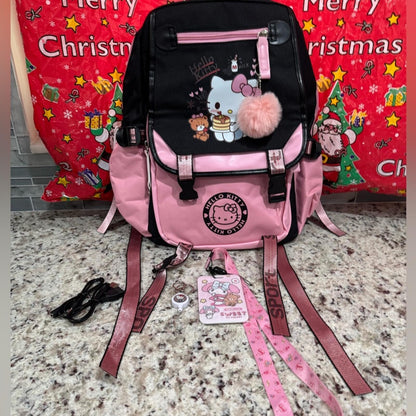 NWOT Hello Kitty Pink and Black Backpack bundle with lanyard