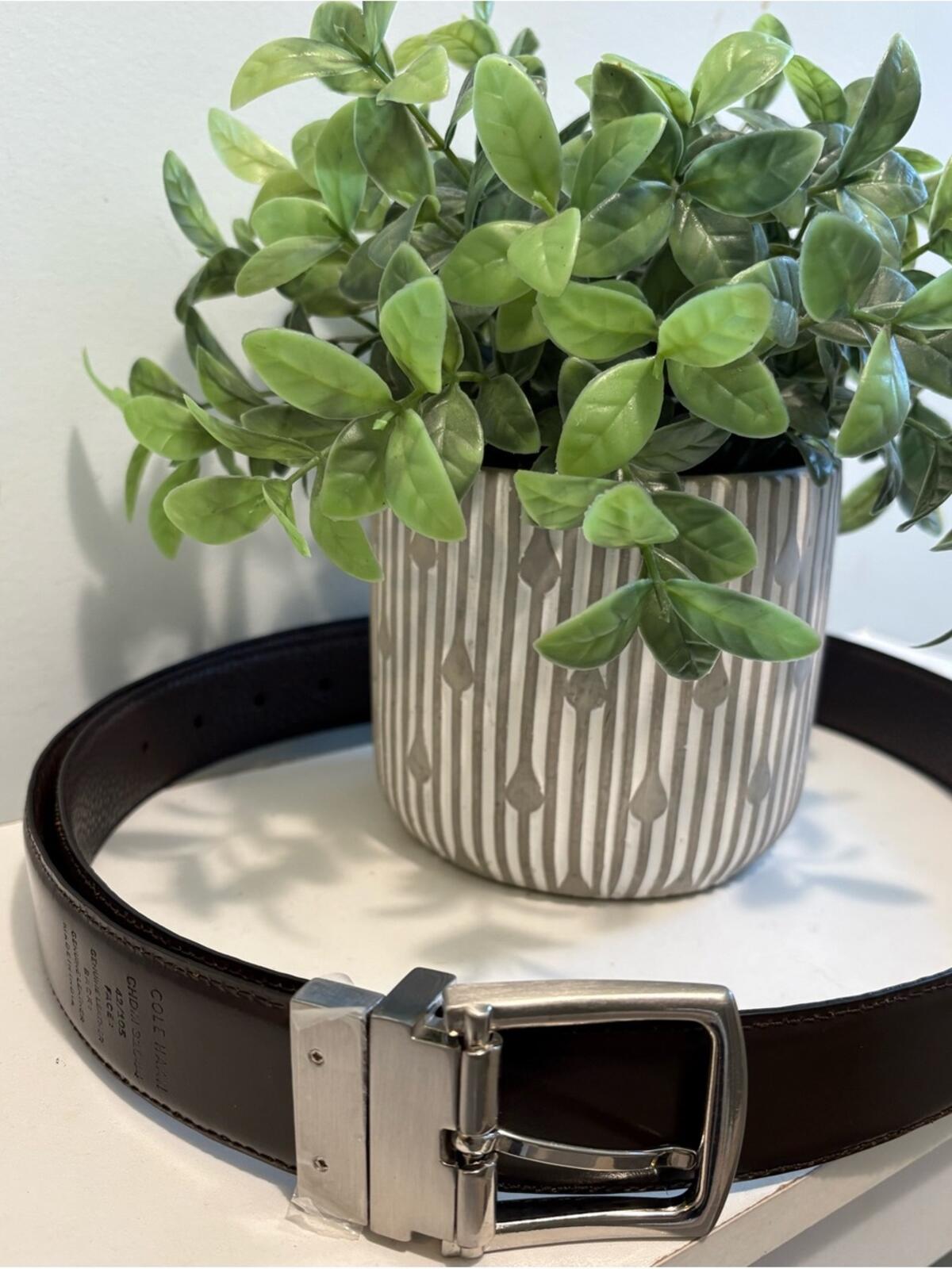 NWOT Cole Haan Reversible Leather Belt with Silver Buckle