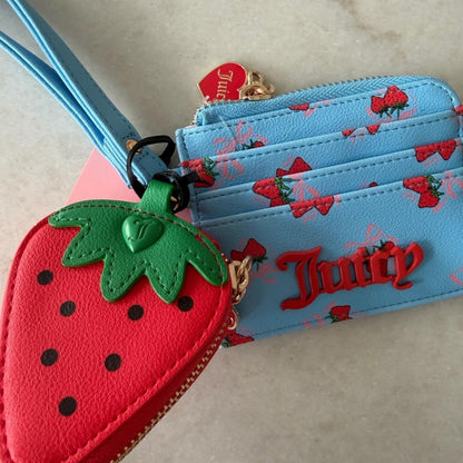 Juicy Couture JUICY STRAWBERRY RETRO BLUE WALLET W CHANGE PURSE!