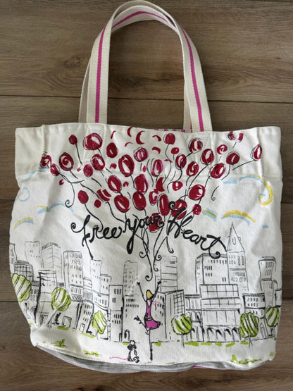 Brighton 'Follow Your Heart' Canvas Tote Bag with Paris Artwork dots