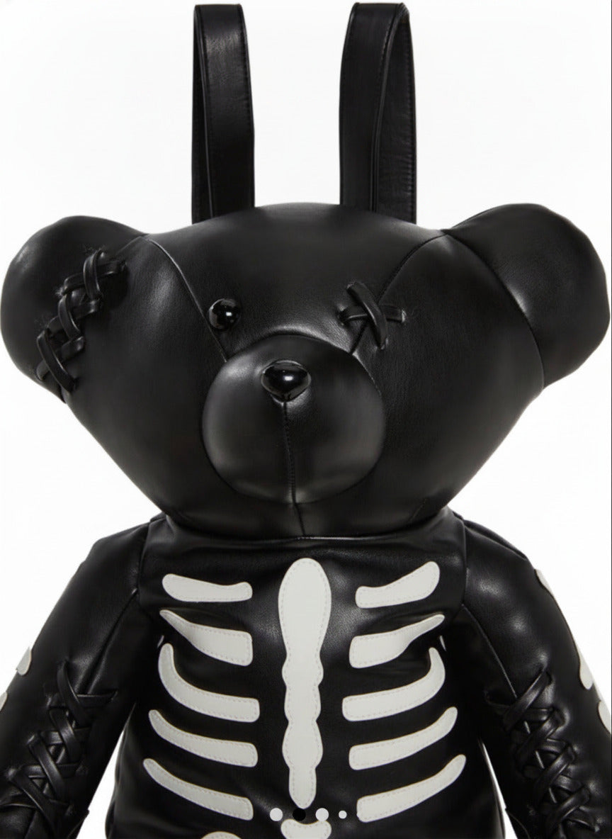Dolls Kill Current Mood Deady Teddy Skeleton Bear Backpack Black Goth 25” nwt