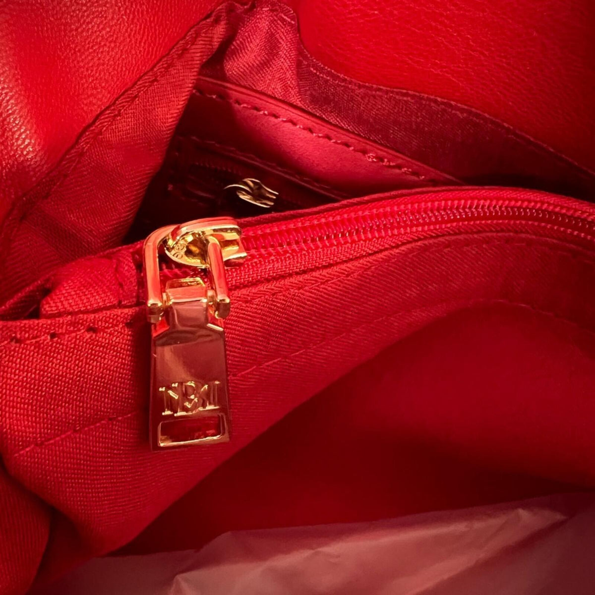 Badgley Mischka Red Quilted Crossbody Bag Gold Studs Chain Strap NWT