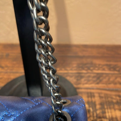 Betsey Johnson Blue Quilted Heart Crossbody Bag with Chain Strap