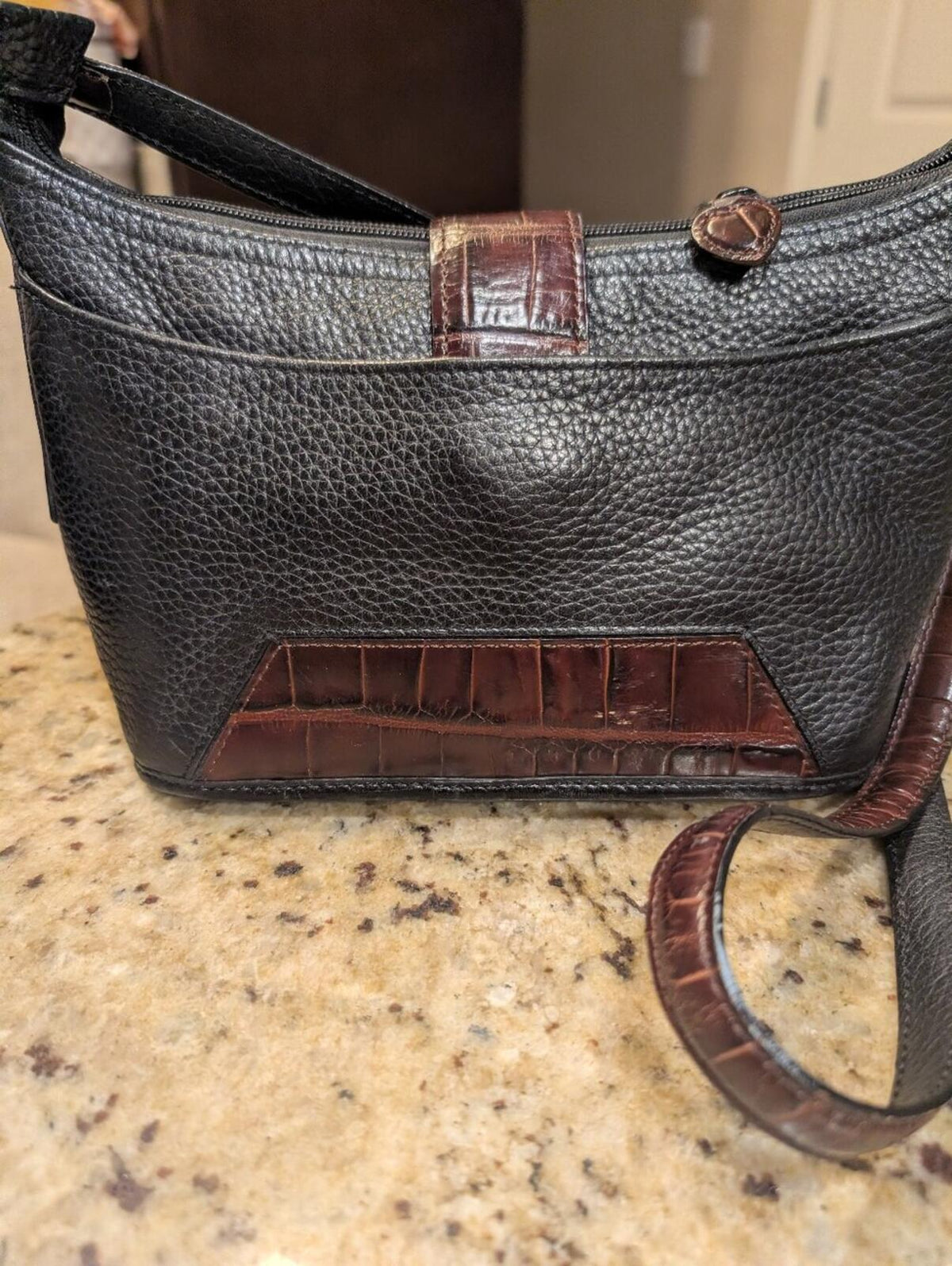 Brighton Black Leather Shoulder Bag with Matching Wallet