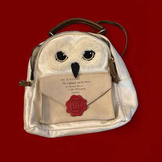 White and Cream Owl Themed Backpack with Envelope Detail