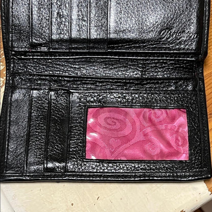 Brighton Black Leather Women's Crossbody Wallet with Colorful Accents