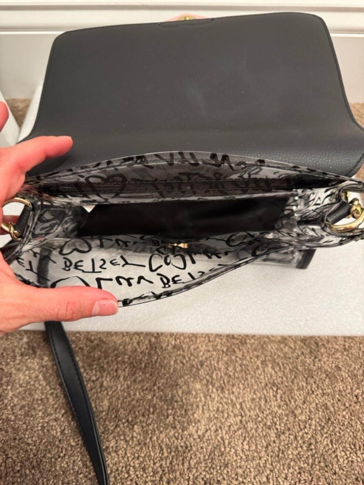 Betsey Johnson Black and White Luv Betsey Heart Crossbody Bag