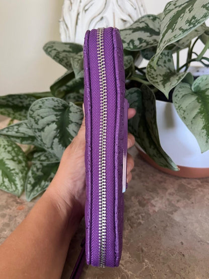 Betsey Johnson Vibrant Purple Quilted Heart Wristlet
