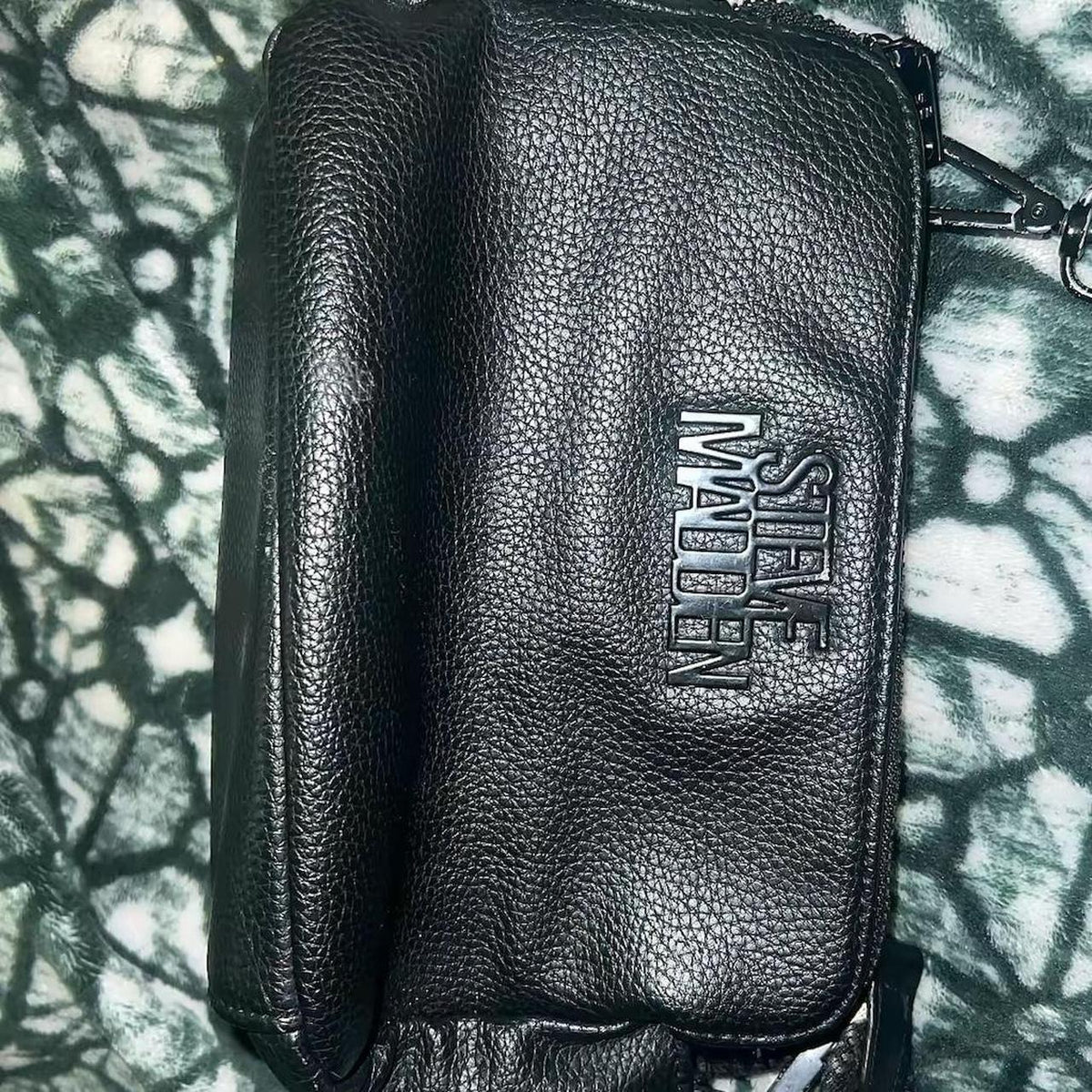Steve Madden Black Crossbody Bag with Wide Adjustable Logo Strap