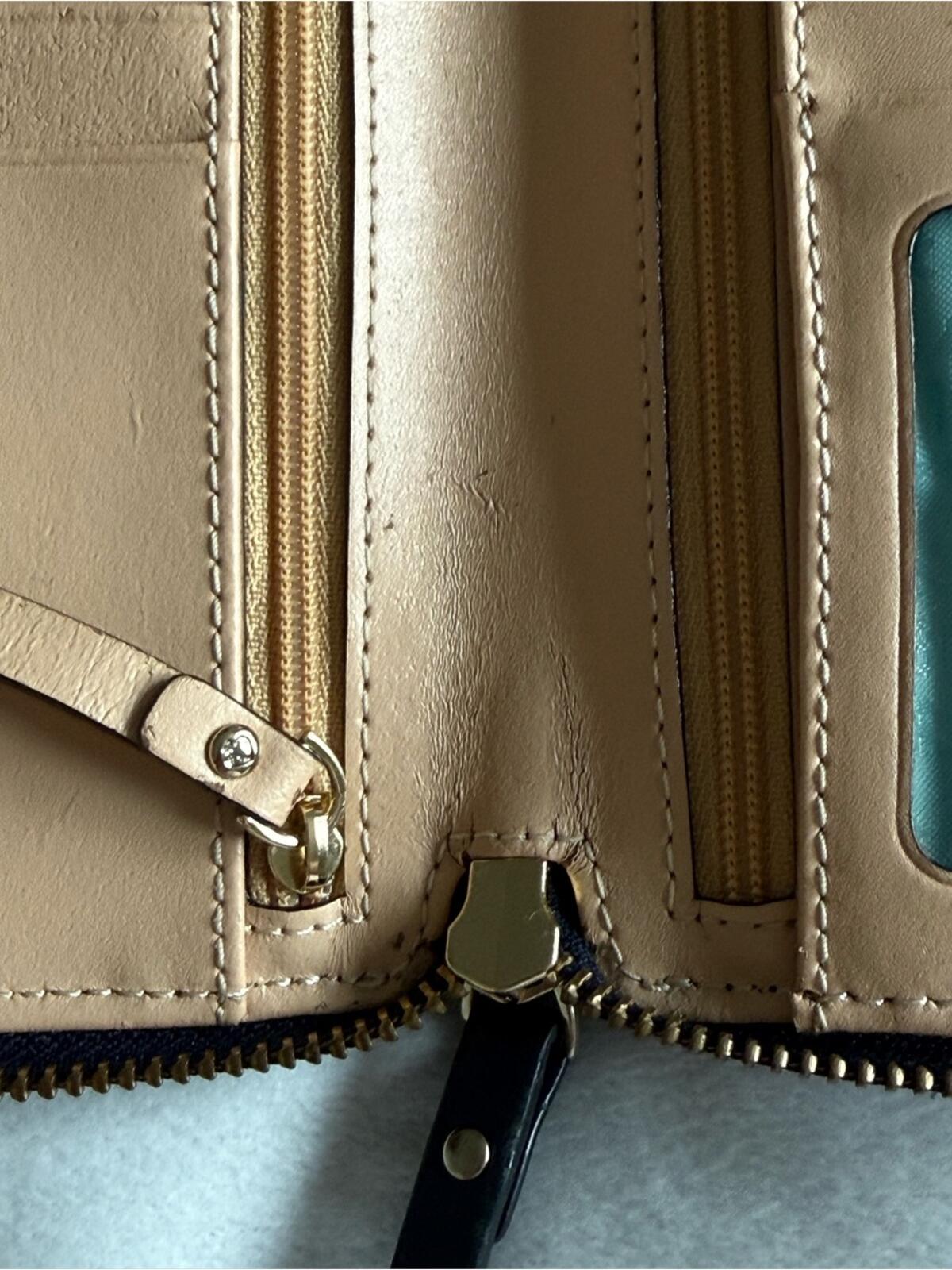 Kate Spade Beacon Court Lacey Zip Around Bow Wallet Blue Ostrich Embossed