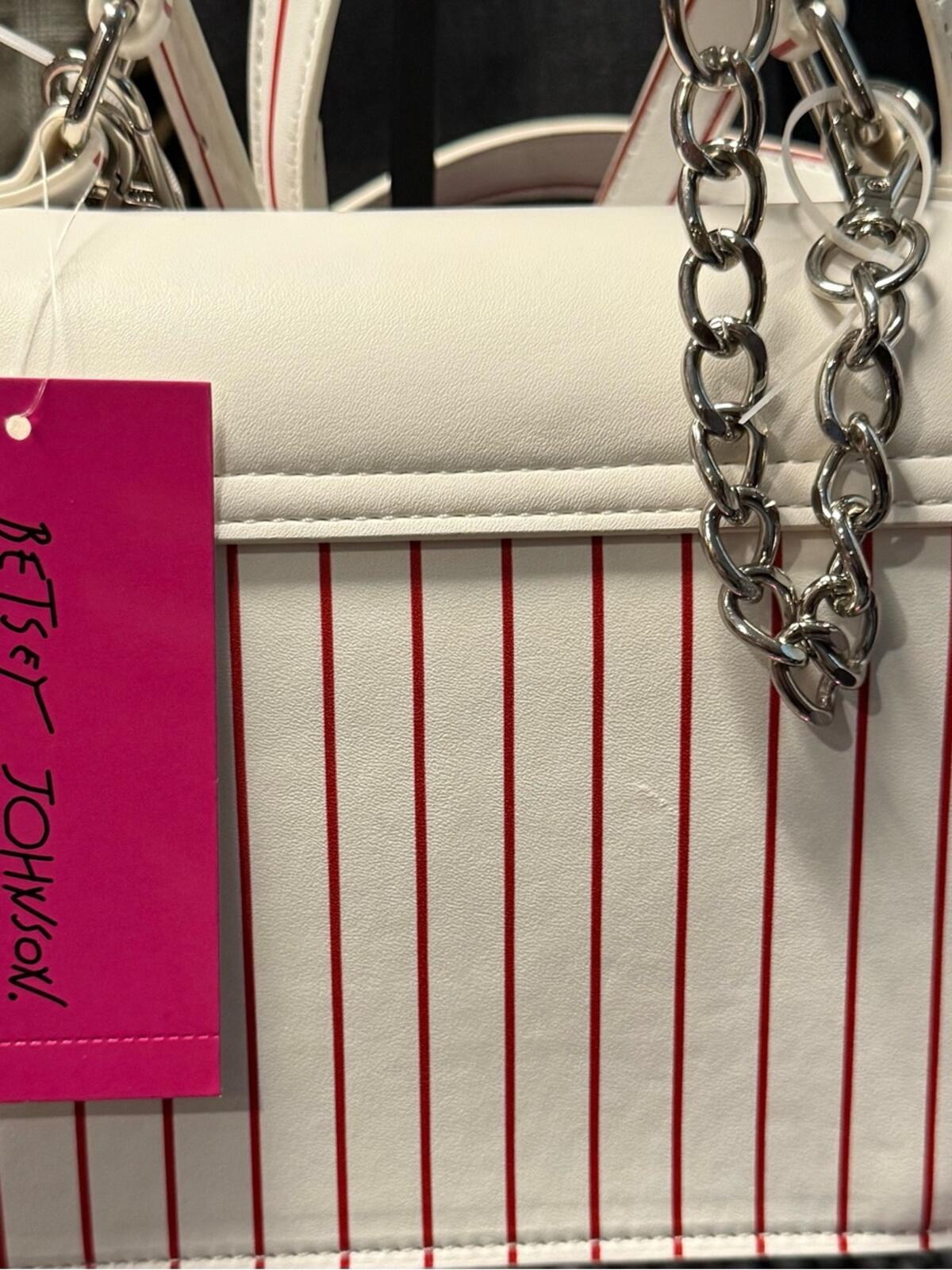 Betsey Johnson Baseball Accent Top Handle Crossbody w/Bag Charm NWT