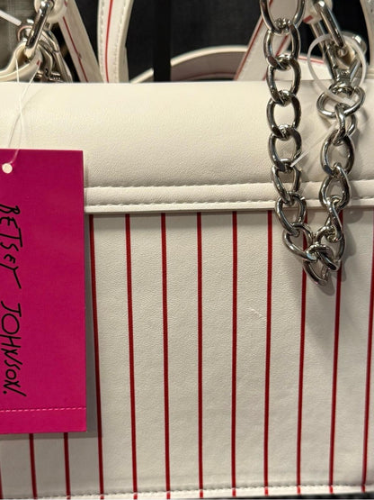 Betsey Johnson Baseball Accent Top Handle Crossbody w/Bag Charm NWT