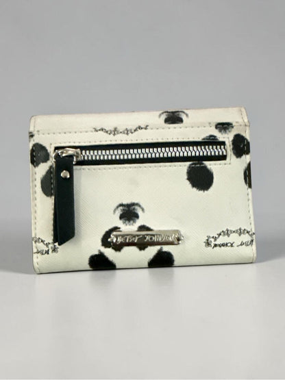 Betsey Johnson White and Black Panda-Print Small Trifold Wallet. NWOT