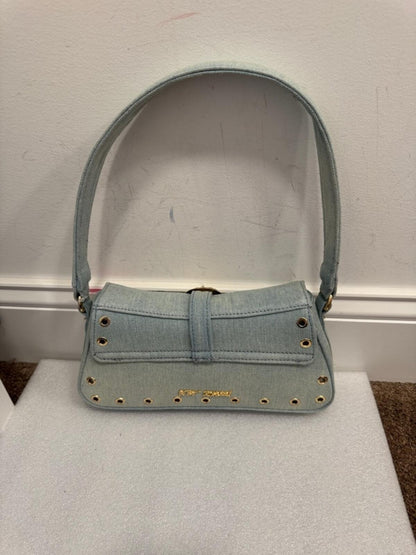 Betsey Johnson Denim Studded Buckle Shoulder Bag Blue NWT