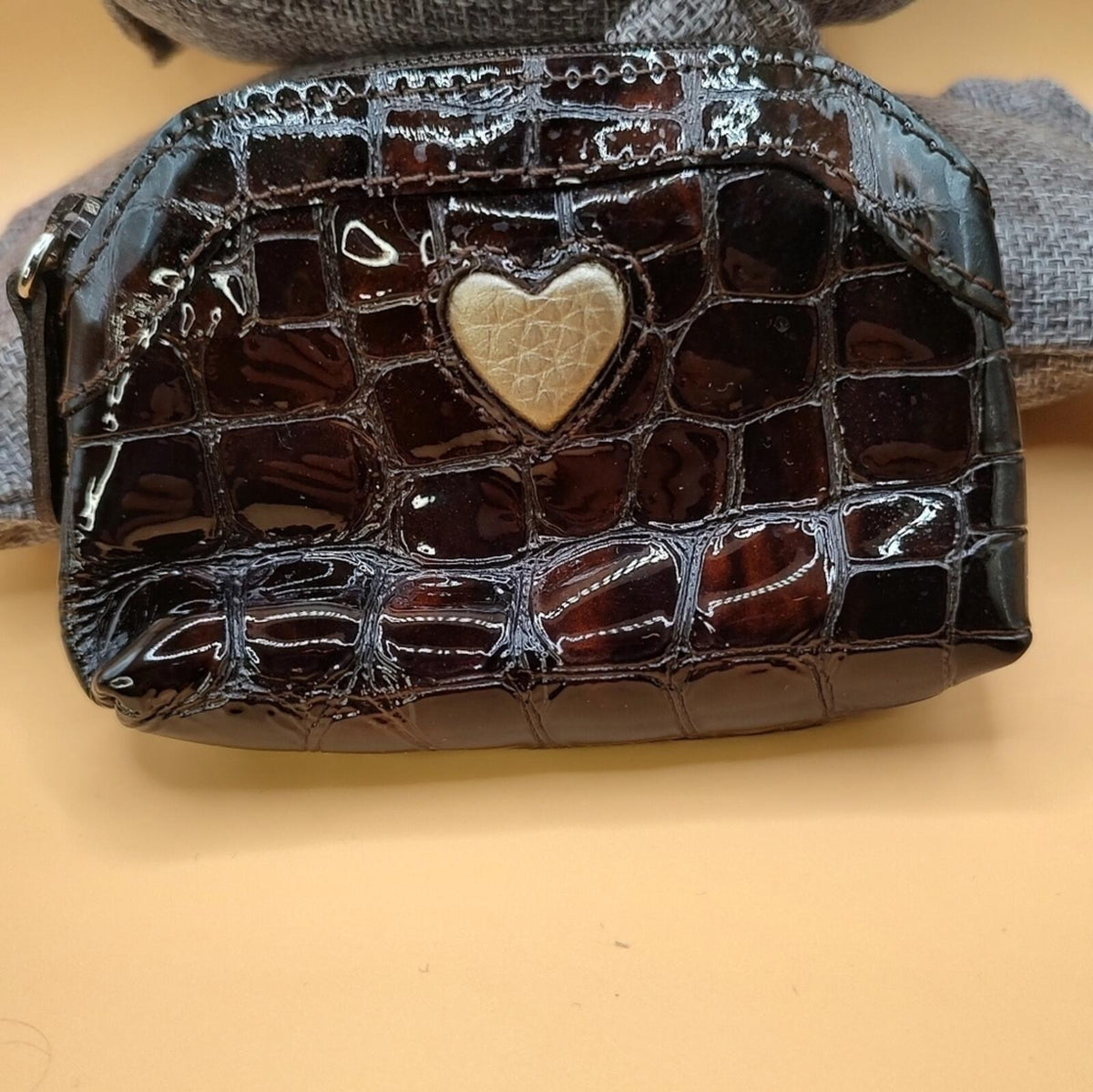Brighton Heart Brown Croc Patent Leather Small Coin Purse!