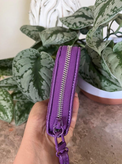 Betsey Johnson Vibrant Purple Quilted Heart Wristlet