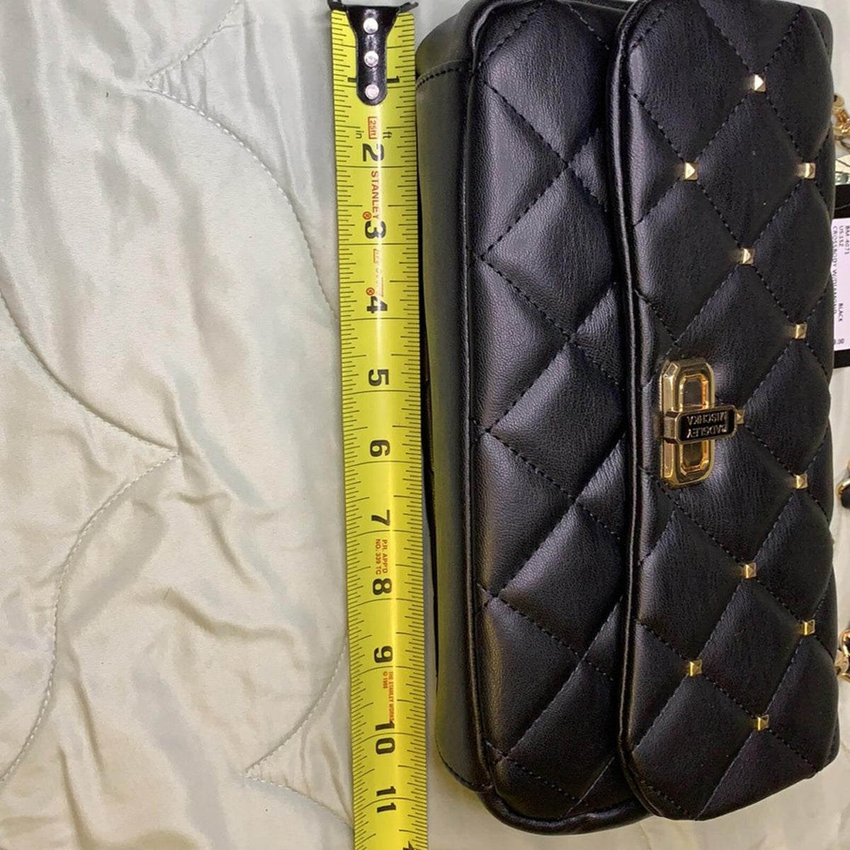 Badgley Mischka Black Crossbody Bag with Diamond Quilted & Studded Design