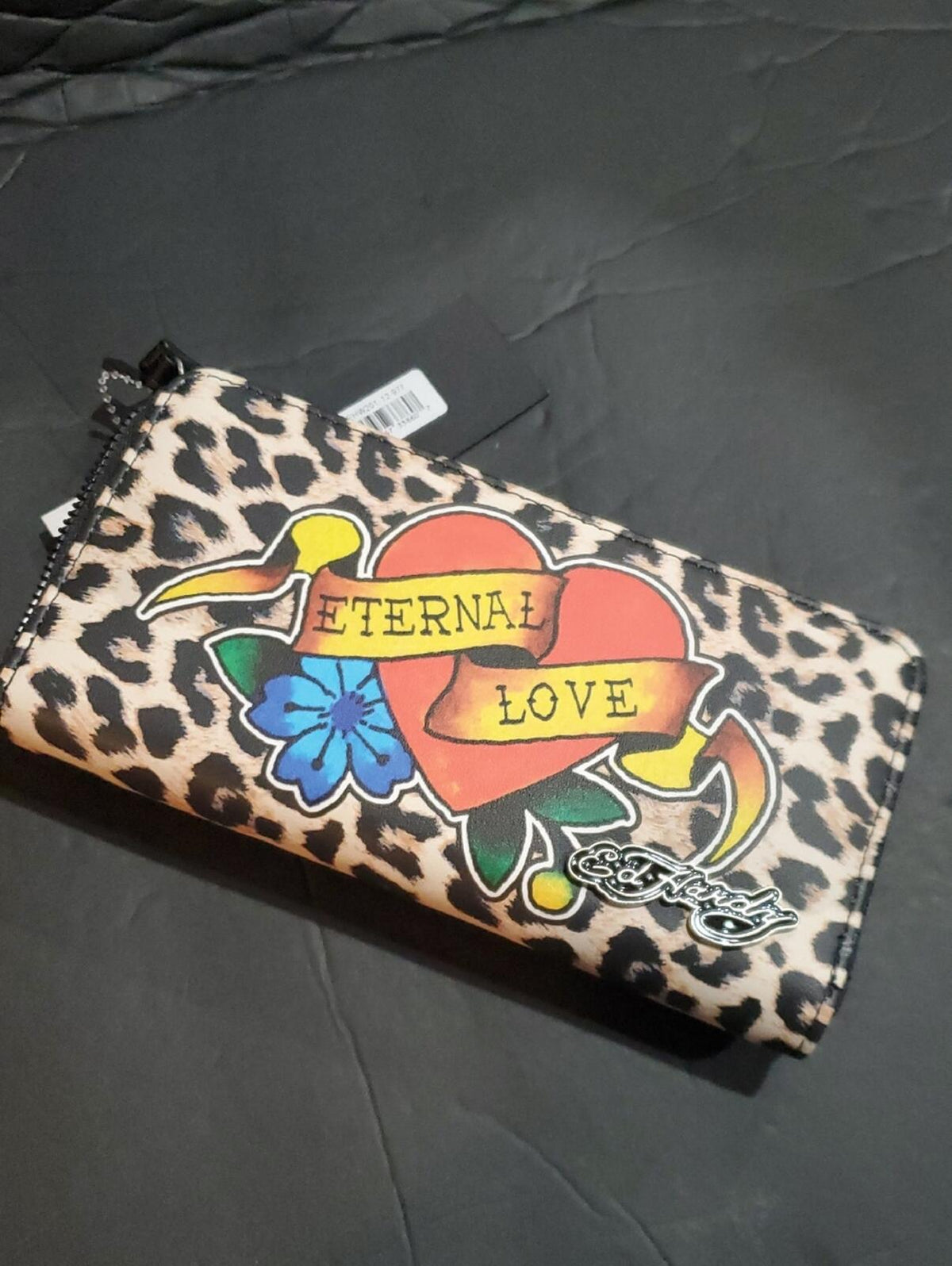 Ed Hardy Eternal Love Animal Print Zip Around Wallet NWT