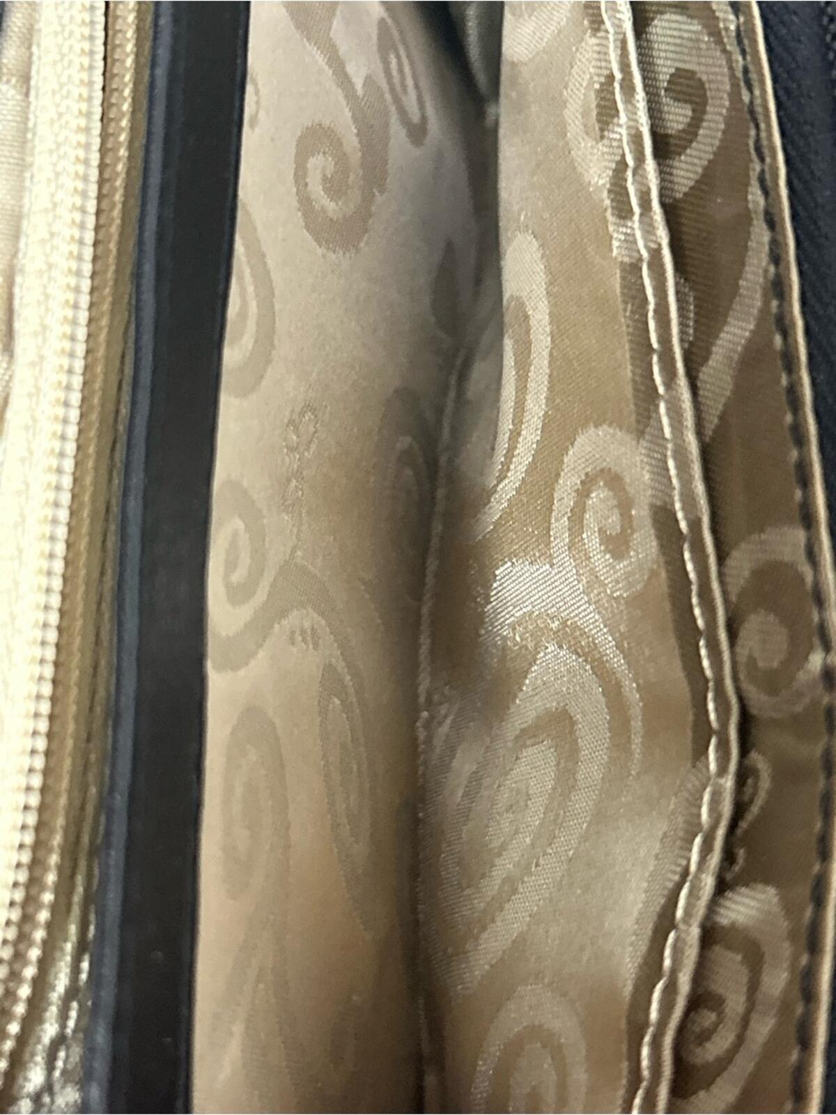 Brighton Black and Brown Leather Shoulder Bag with Silver-Tone Clasp