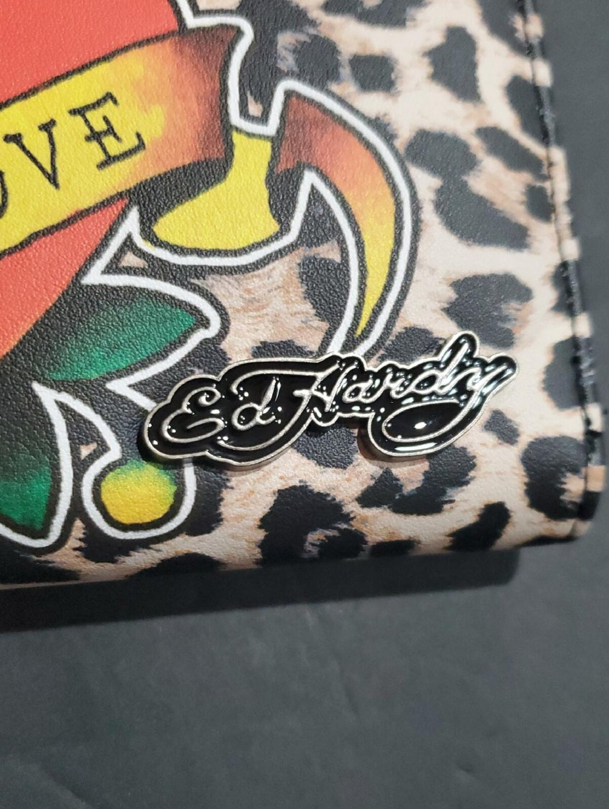 Ed Hardy Eternal Love Animal Print Zip Around Wallet NWT