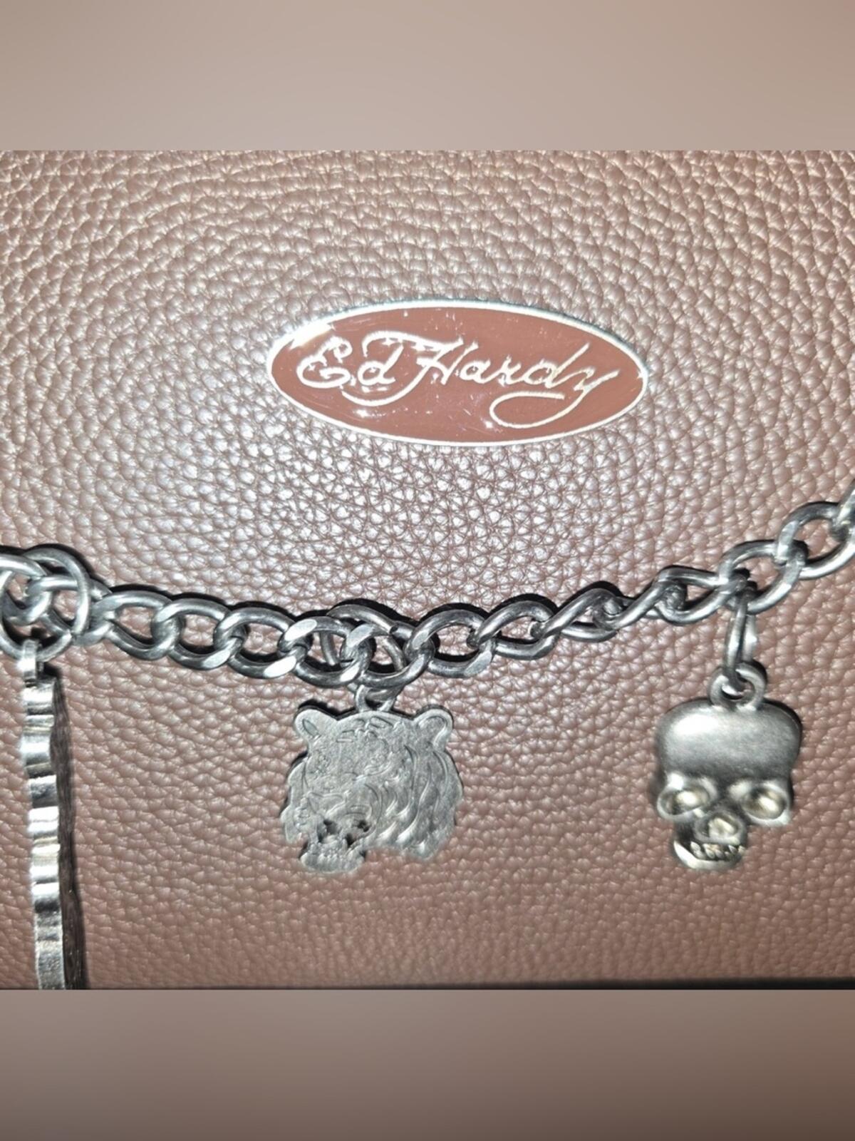 Ed Hardy Chocolate Brown Charm Crossbody Bag NWT
