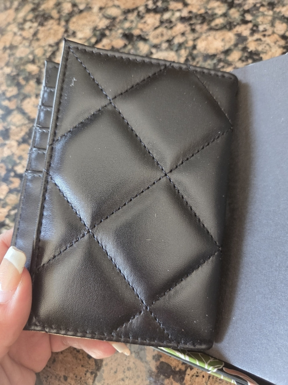 Trina Turk Black Quilted Leather Travel Wallet with Luggage Tag - New with Tags