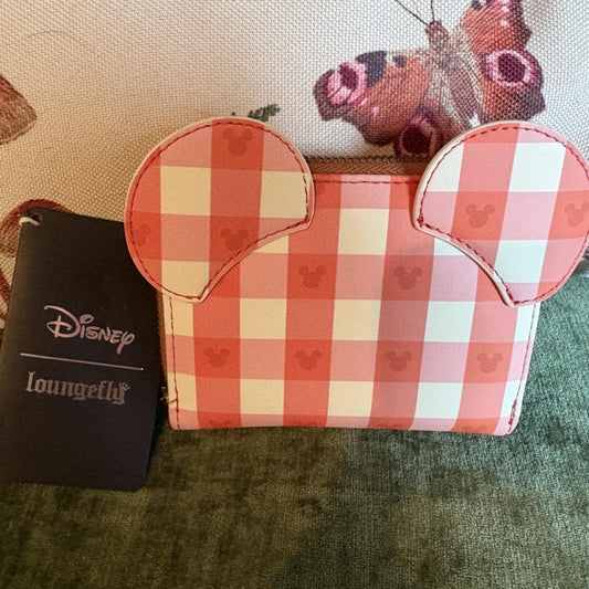 Loungefly Mickey Mouse Red Checkered Zip Wallet