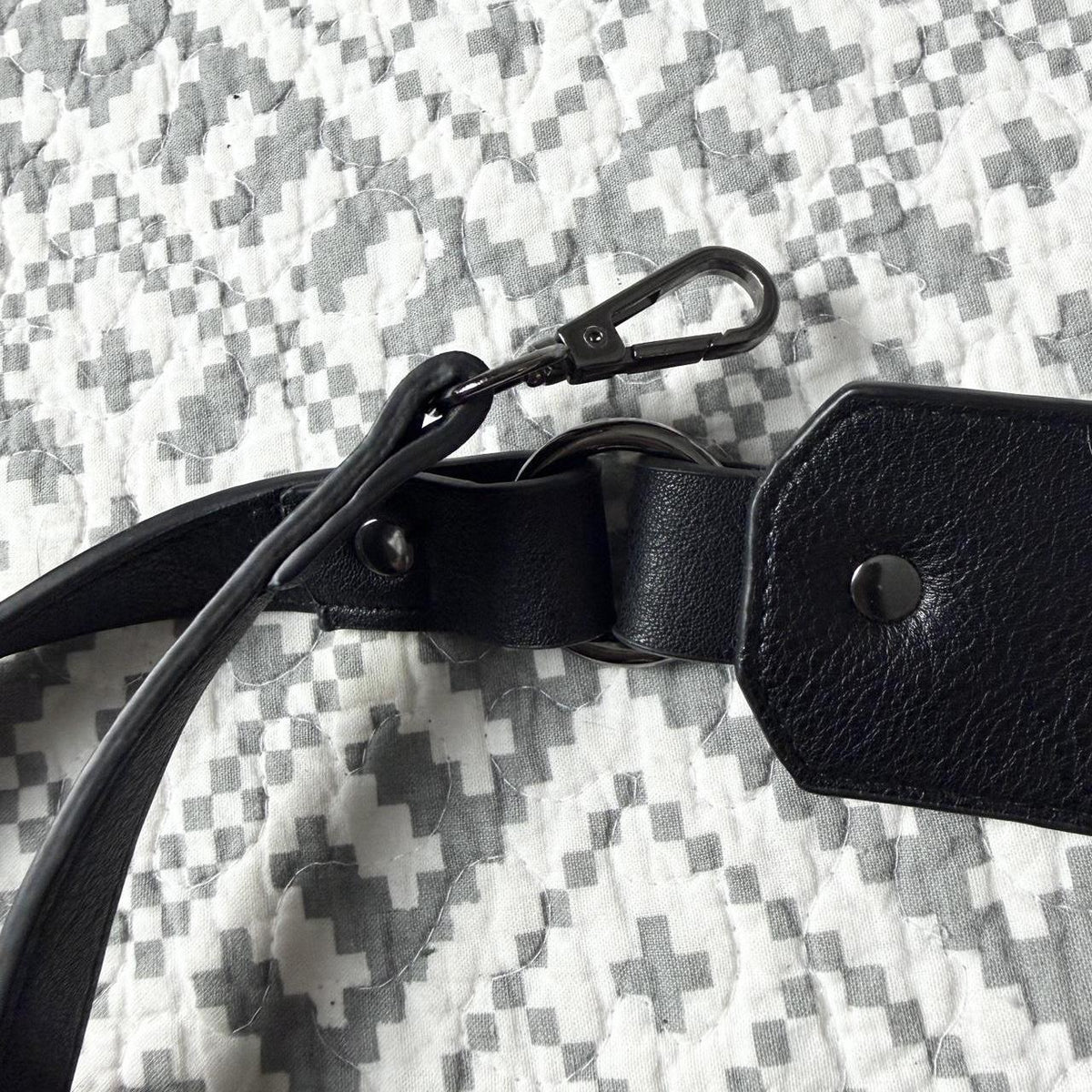 KILLSTAR Black faux leather studded crossbody bag strap. STRAP ONLY, NO