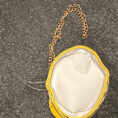 Yellow Popcorn Print Crossbody Bag with Gold Chain - Y2K Style Shoulder Purse