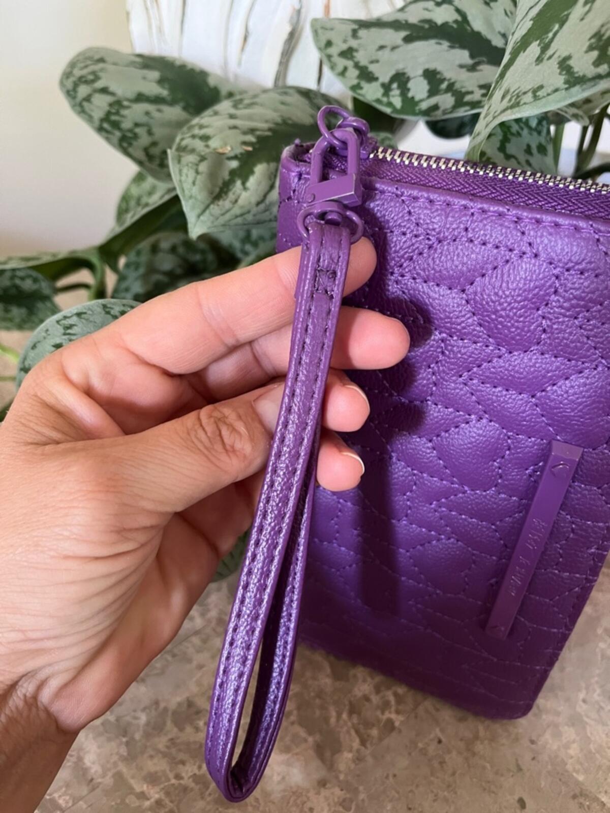 Betsey Johnson Vibrant Purple Quilted Heart Wristlet