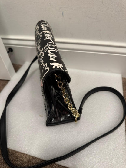 Betsey Johnson Black and White Luv Betsey Heart Crossbody Bag