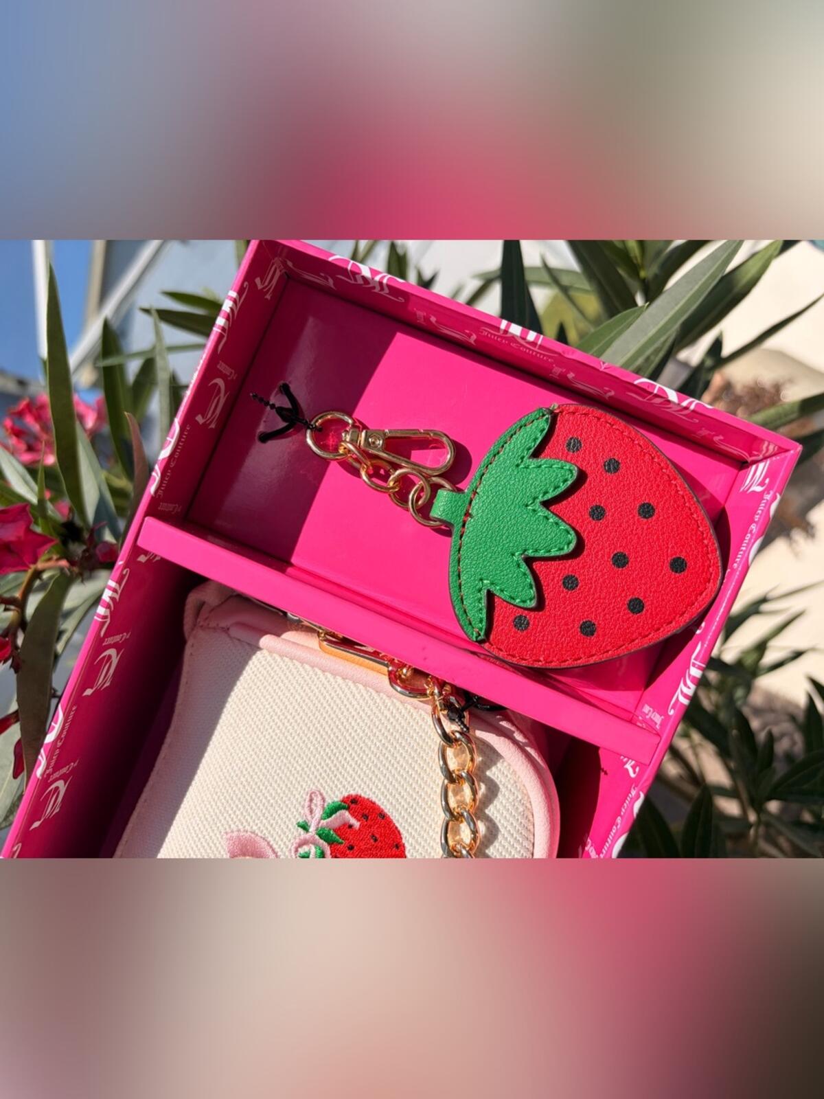 Juicy Couture Strawberry Monogram Wristlet Gift Set with Heart Charm