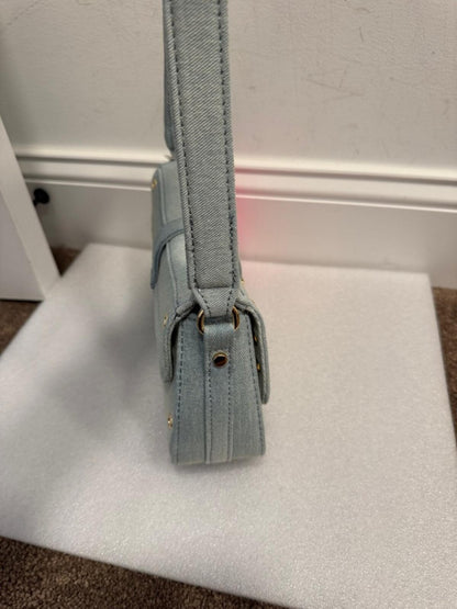 Betsey Johnson Denim Studded Buckle Shoulder Bag Blue NWT