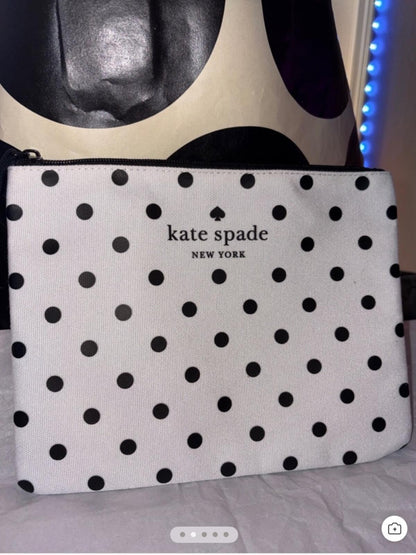 Kate Spade New York Haven Lane Berrie Black Polka Dot Cosmetic Pouch NWOT