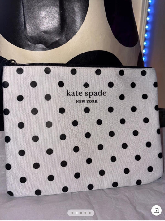 Kate Spade New York Haven Lane Berrie Black Polka Dot Cosmetic Pouch NWOT