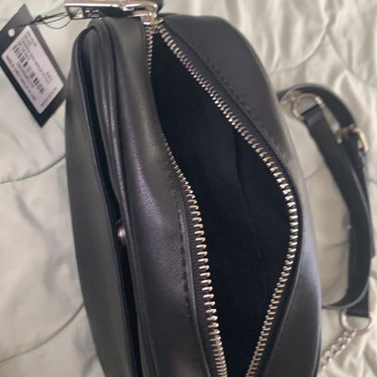 Badgley Mischka Black Vegan Leather Shoulder Bag with Chain Strap  nwt