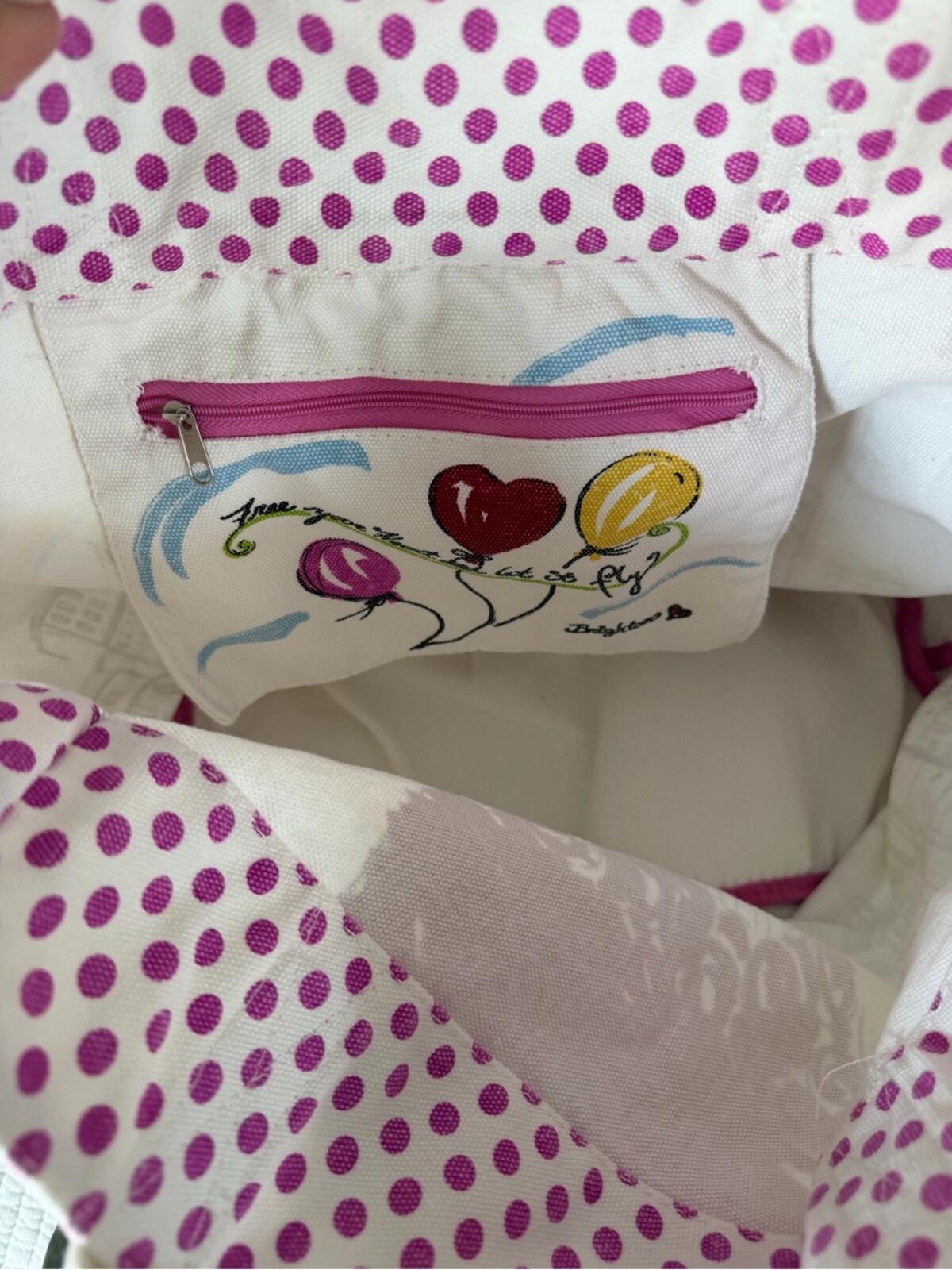 Brighton 'Follow Your Heart' Canvas Tote Bag with Paris Artwork dots