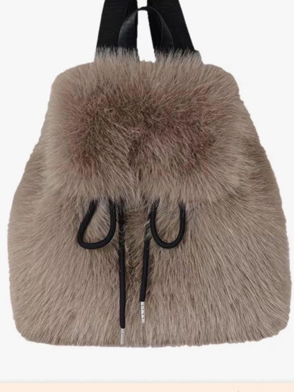 Pink Leopard Faux Fur Mini Backpack | Plush Cozy Y2K Statement Bag