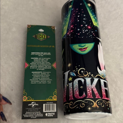 Wicked Musical Themed Party Decor Set with Bag, Lip Oil, and Tumbler nwot