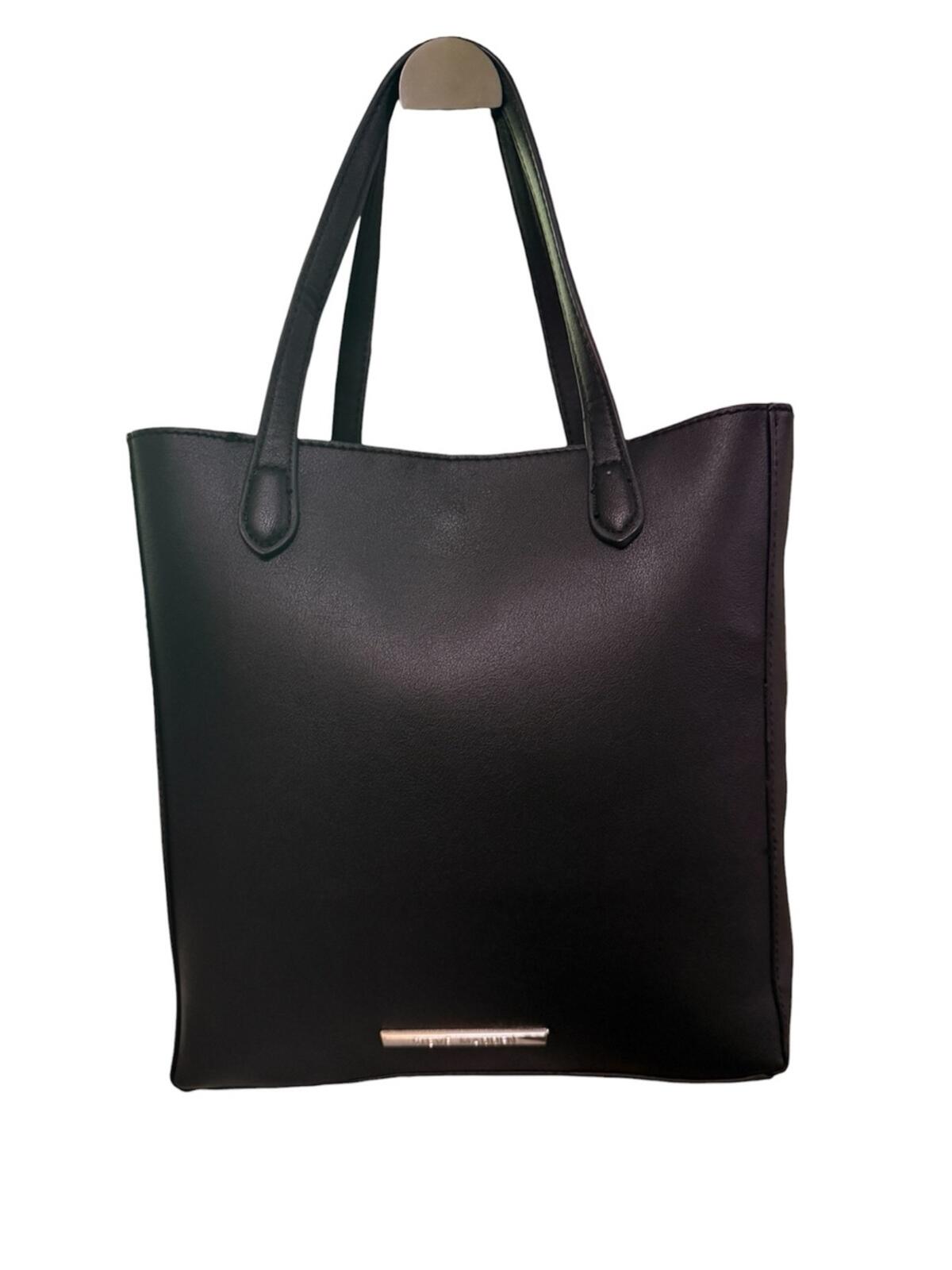 Steve Madden Black Faux Leather Tote Bag