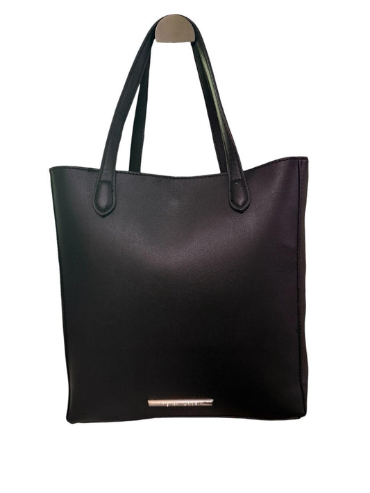 Steve Madden Black Faux Leather Tote Bag