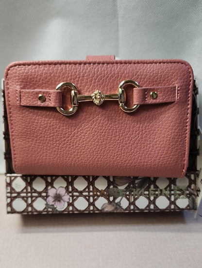 Anne Klein Rose Pink Horsebit Wallet Gold Hardware Quiet Luxury NWT